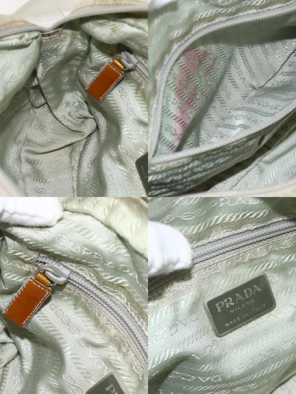 PRADA Shoulder Bag Nylon Light Blue Silver Auth 175693